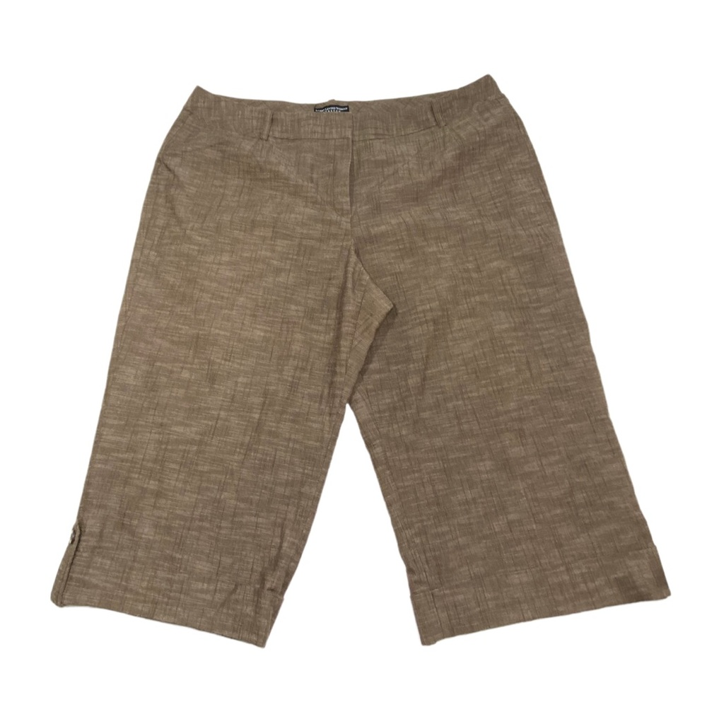 Larry Levine Women Stretch Capri Pants Dressy Size 22W Brown
